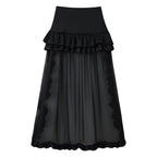 Women Clothing Summer Multi Layer Ruffled Long Trailing Skirt CHEN