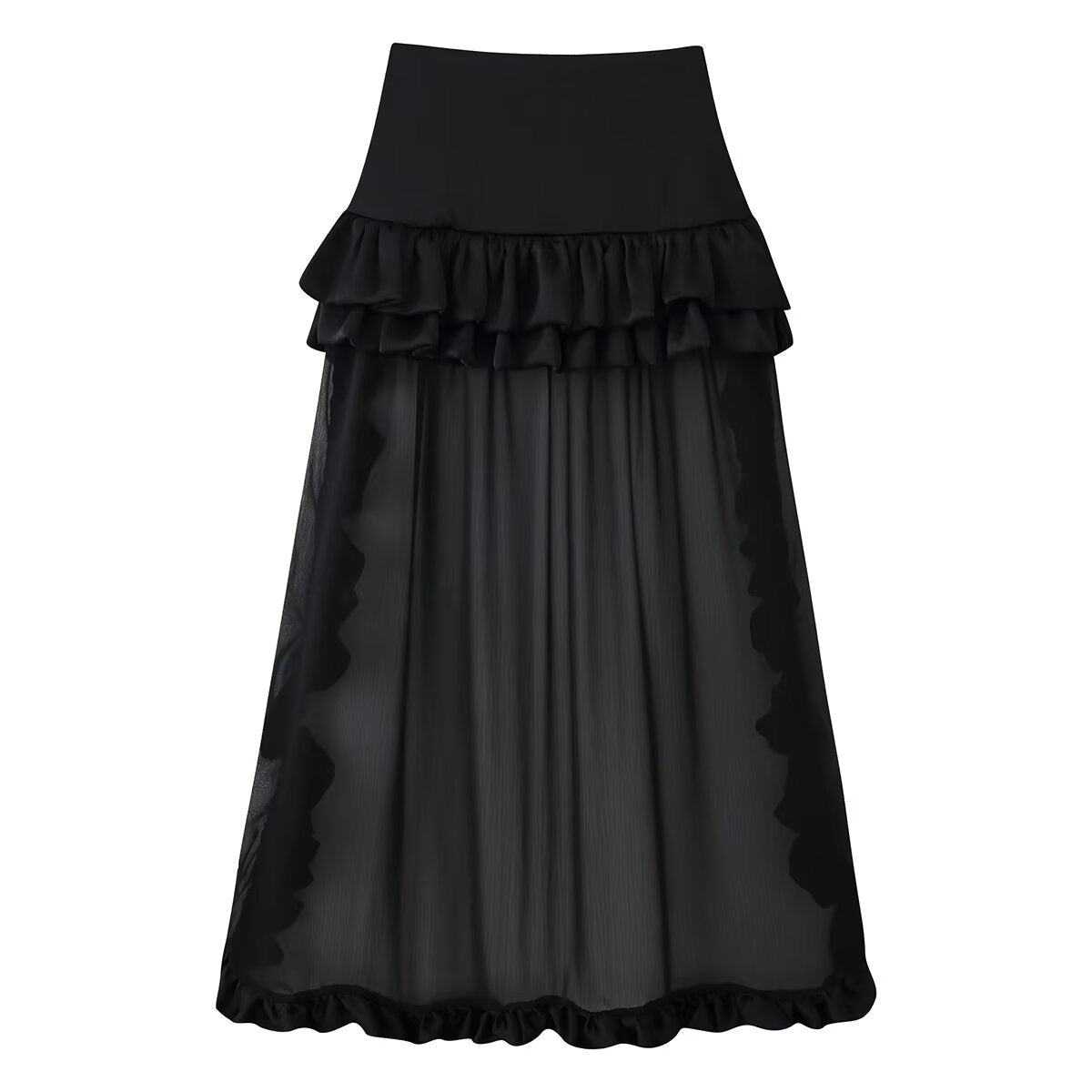 Women Clothing Summer Multi Layer Ruffled Long Trailing Skirt CHEN