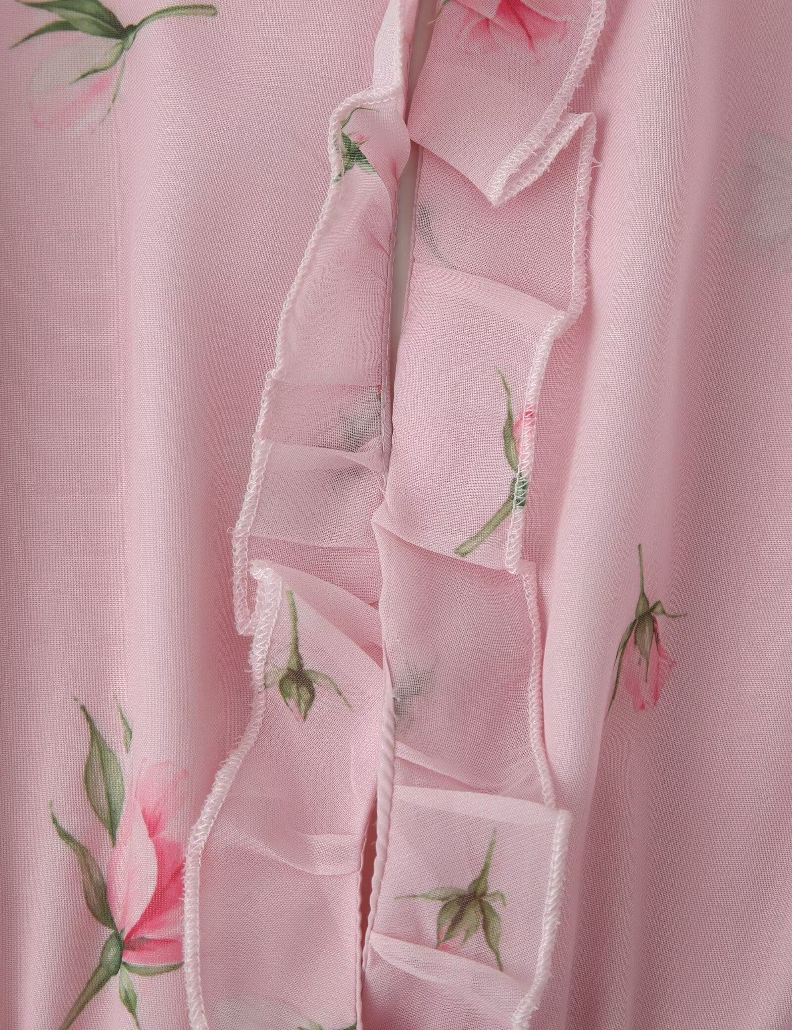 Women Clothing Fresh Sweet Floral Tight Waist Back Hollow Out Cutout-out Long Sleeve Chiffon Dress CHEN