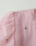 Women Clothing Fresh Sweet Floral Tight Waist Back Hollow Out Cutout-out Long Sleeve Chiffon Dress CHEN