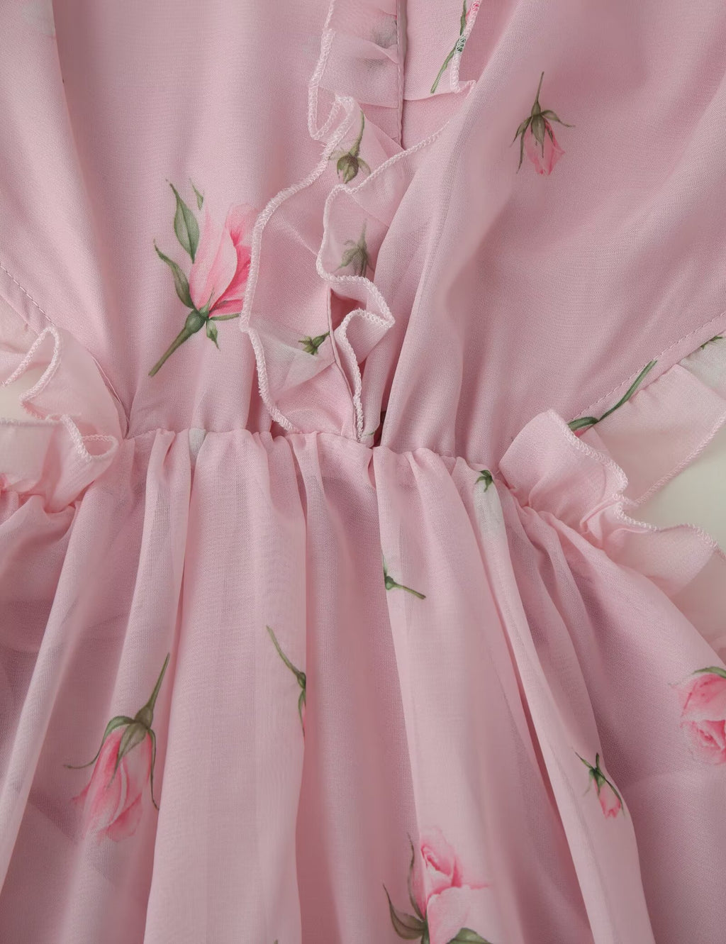Women Clothing Fresh Sweet Floral Tight Waist Back Hollow Out Cutout-out Long Sleeve Chiffon Dress CHEN