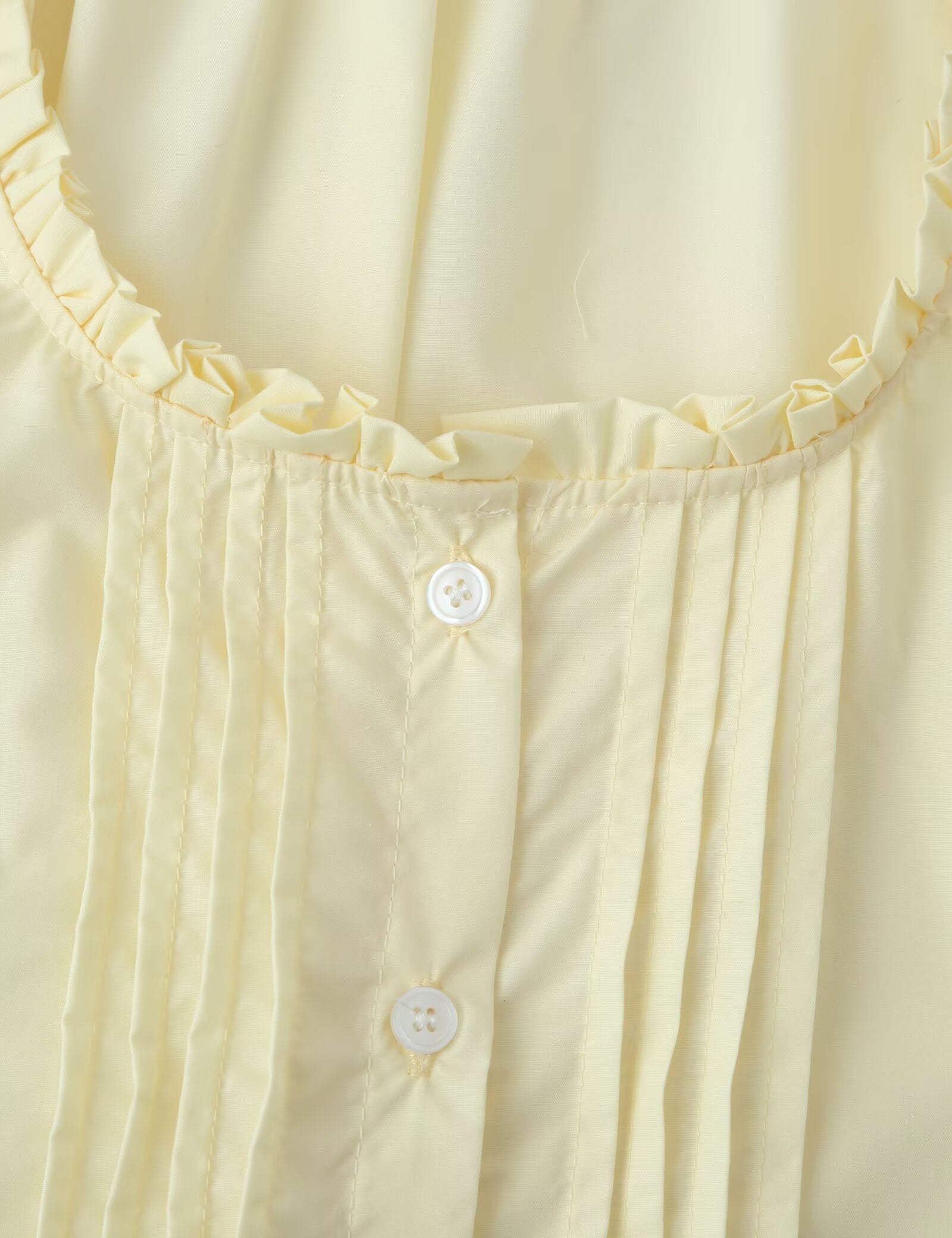 Women Clothing French Retro Easy Matching Solid Color Tucker Pleats Puff Short Sleeve Top CHEN