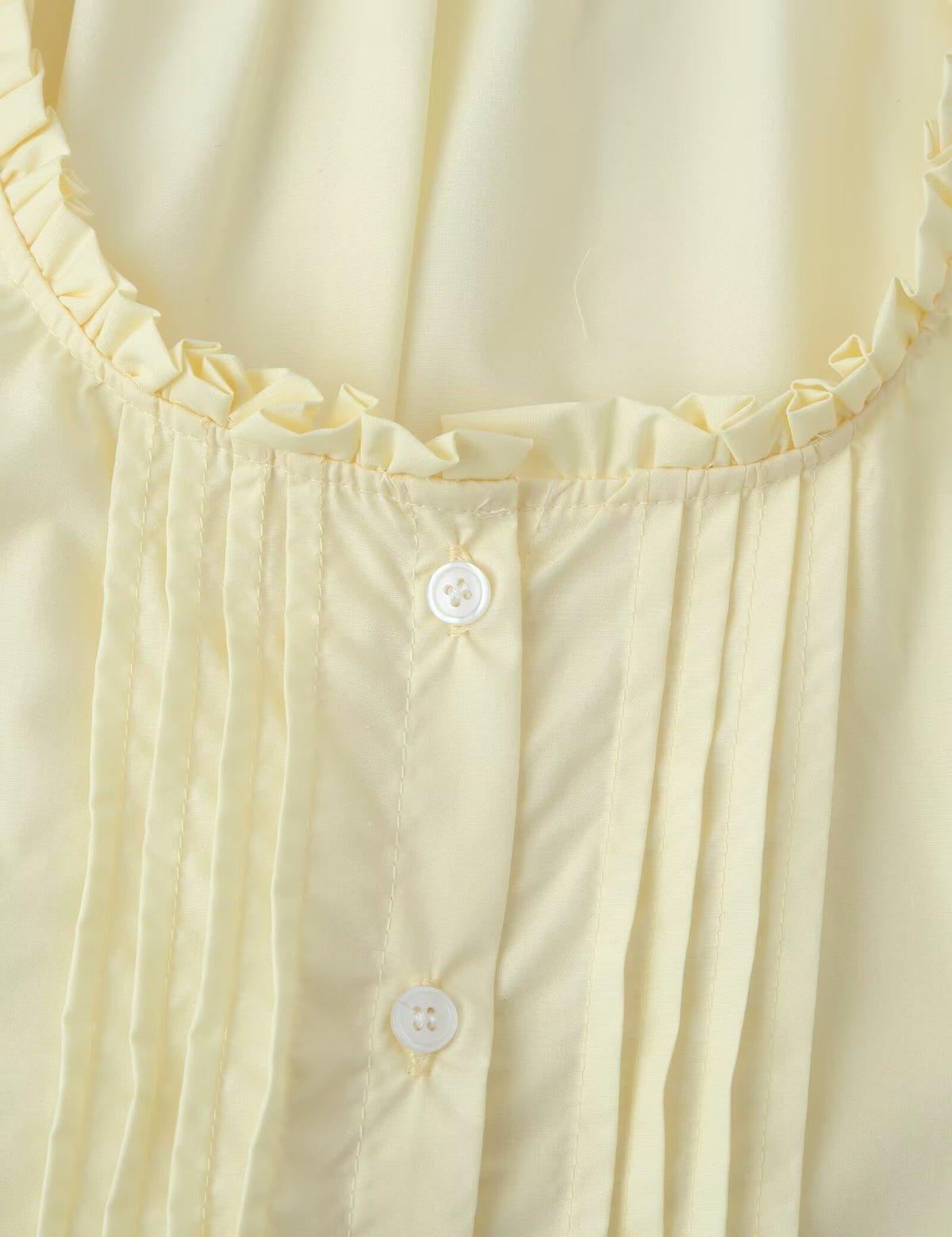 Women Clothing French Retro Easy Matching Solid Color Tucker Pleats Puff Short Sleeve Top CHEN