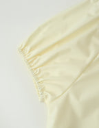 Women Clothing French Retro Easy Matching Solid Color Tucker Pleats Puff Short Sleeve Top CHEN