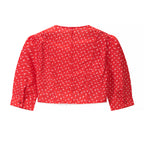 Women Retro Printed Crew neck Short Top Flounced Skirt Set JiaJia