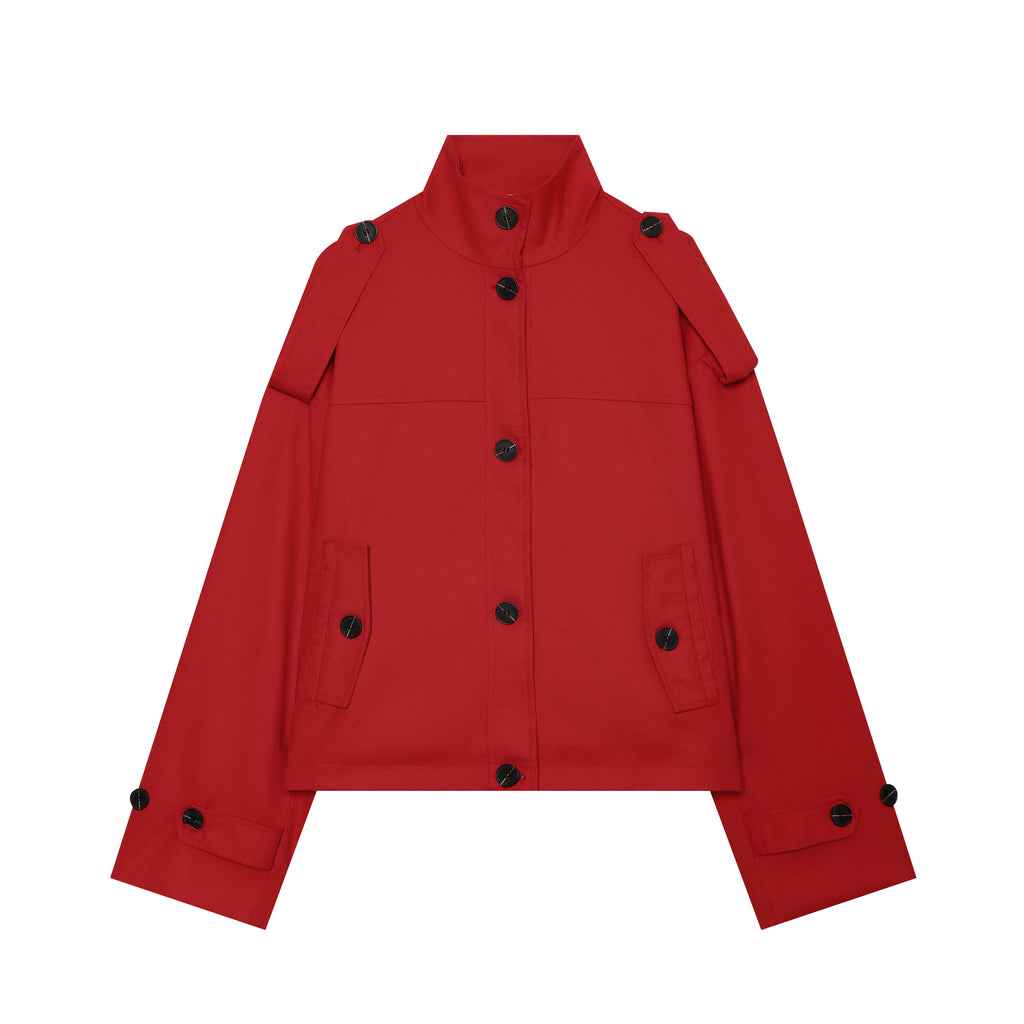 Women Clothing Simple Loose Single Breasted Casual Long Sleeve Stand Collar Coat DaRoca