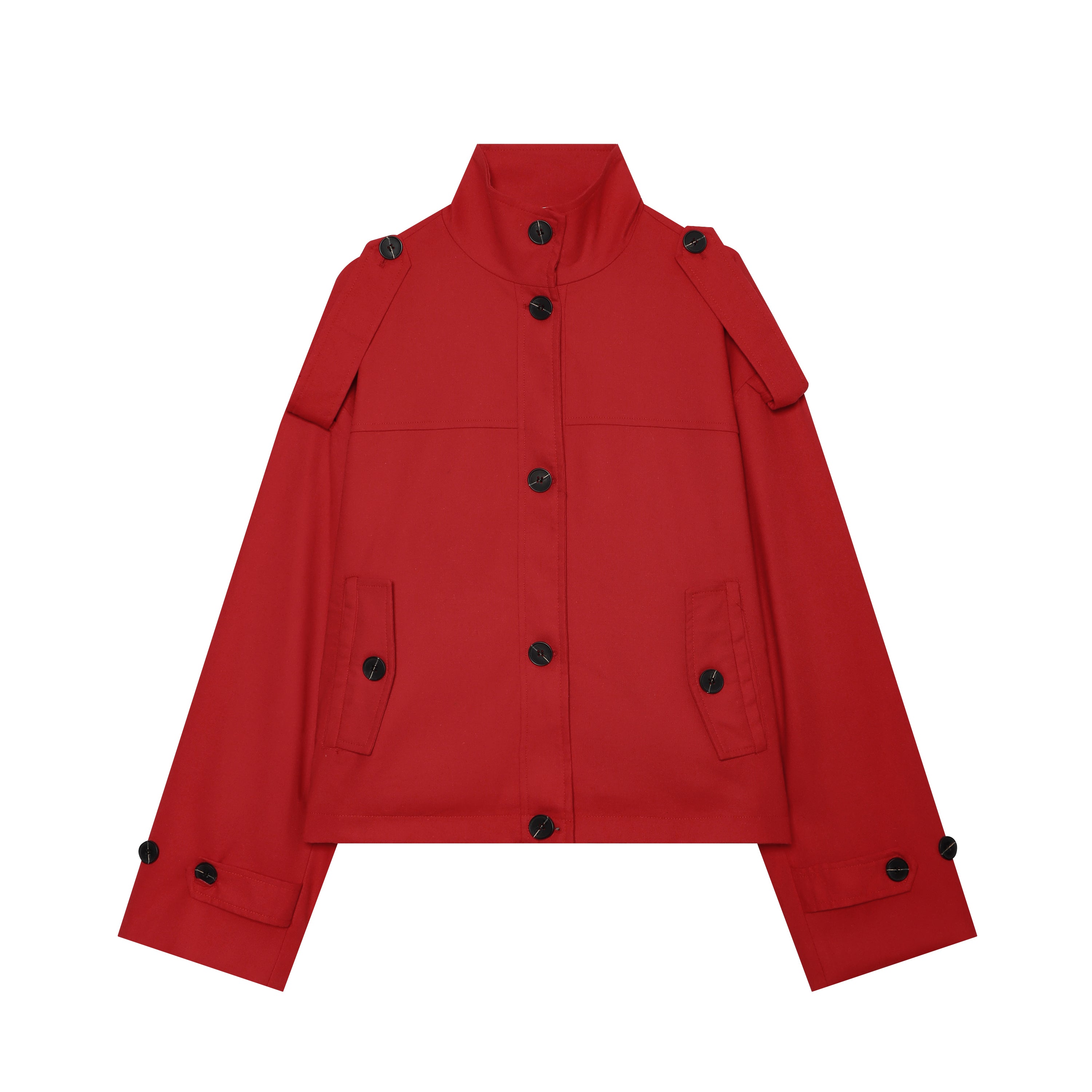 Women Clothing Simple Loose Single Breasted Casual Long Sleeve Stand Collar Coat DaRoca