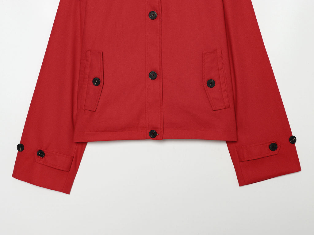 Women Clothing Simple Loose Single Breasted Casual Long Sleeve Stand Collar Coat DaRoca