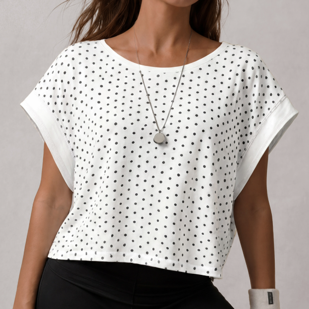 Hollow Out Cutout Polka Dot Lazy Relaxed Loose Exercise Blouse Women Breathable Training Short Sleeve Workout Yoga Top YiGlo