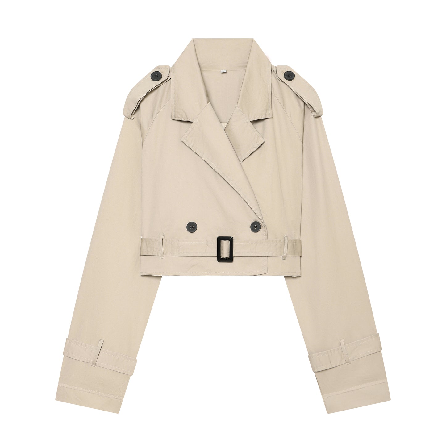 Summer Women Clothes Office Belt Collared Long Sleeve Short Trench Coat DaRoca