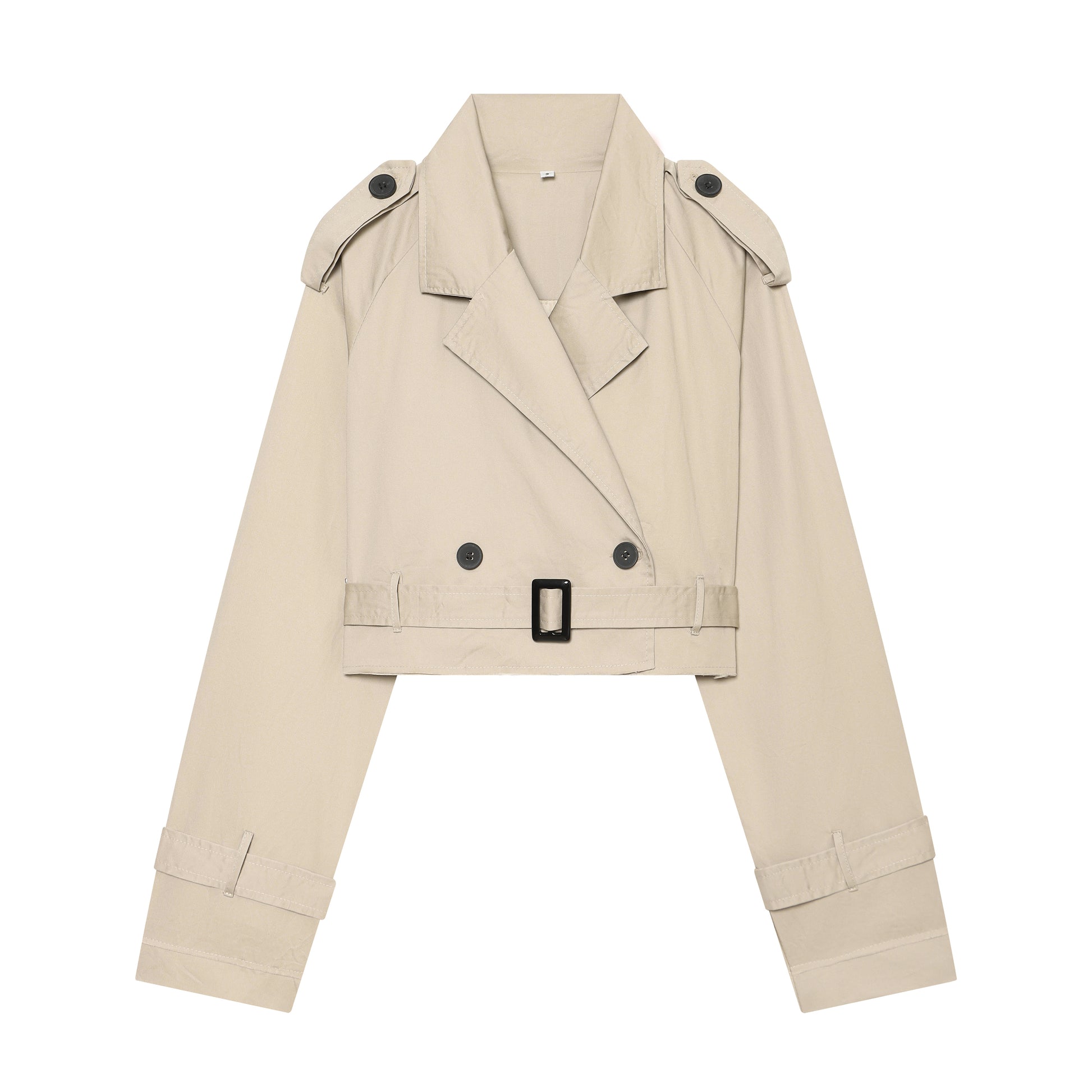 Summer Women Clothes Office Belt Collared Long Sleeve Short Trench Coat DaRoca