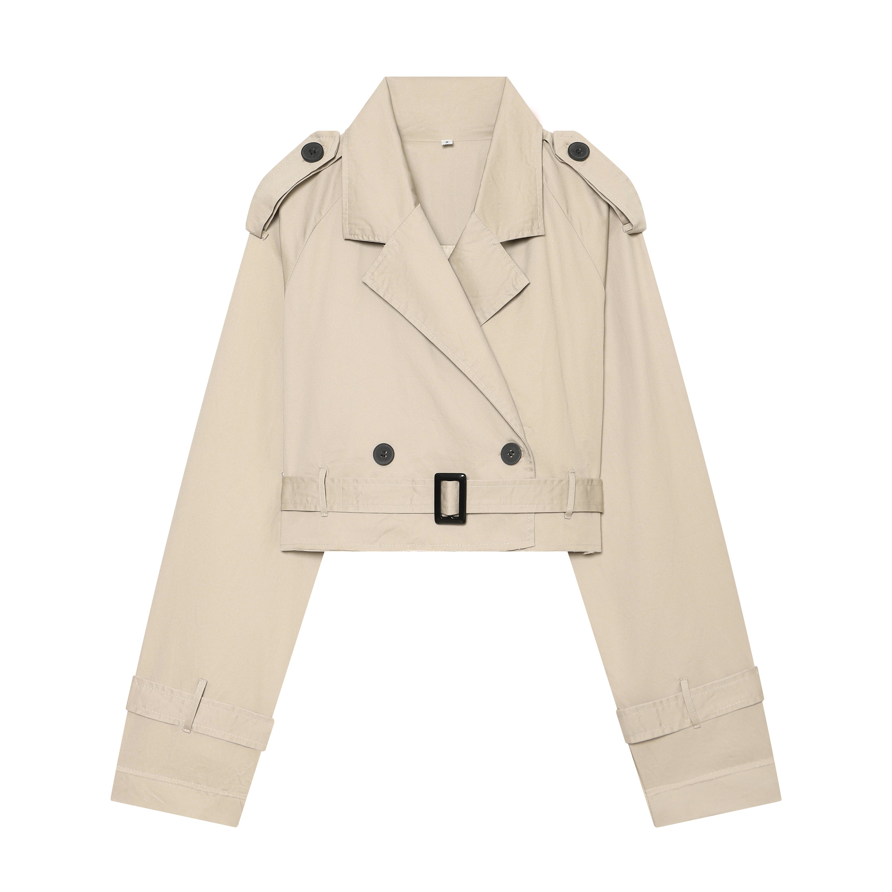 Summer Women Clothes Office Belt Collared Long Sleeve Short Trench Coat DaRoca
