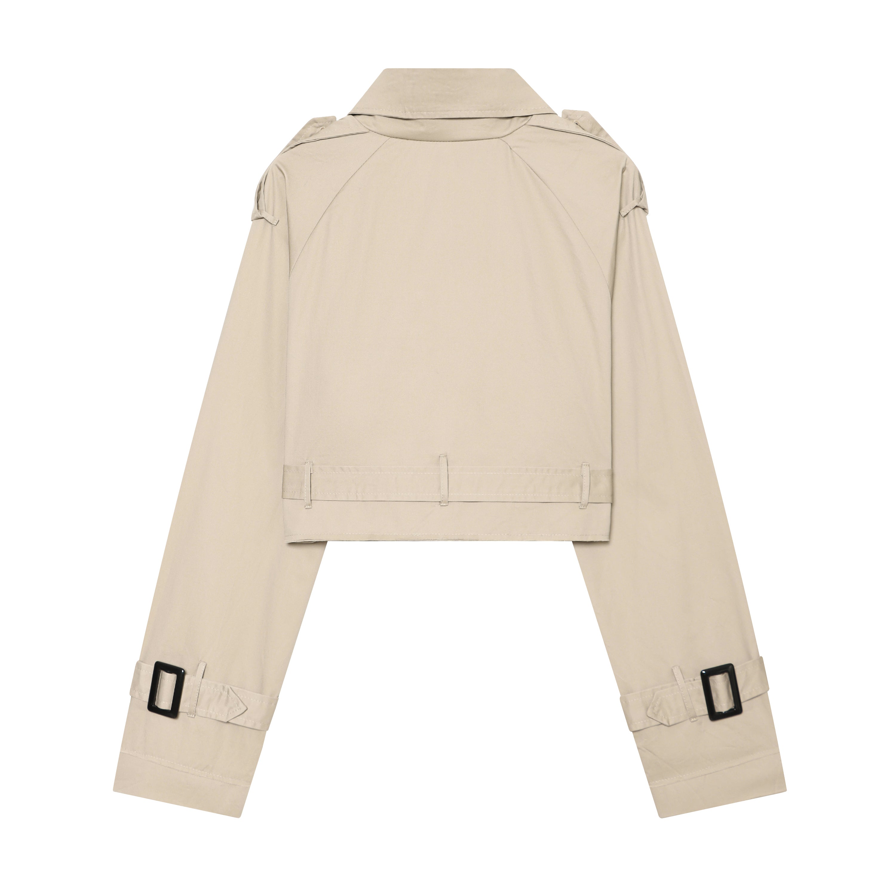 Summer Women Clothes Office Belt Collared Long Sleeve Short Trench Coat DaRoca