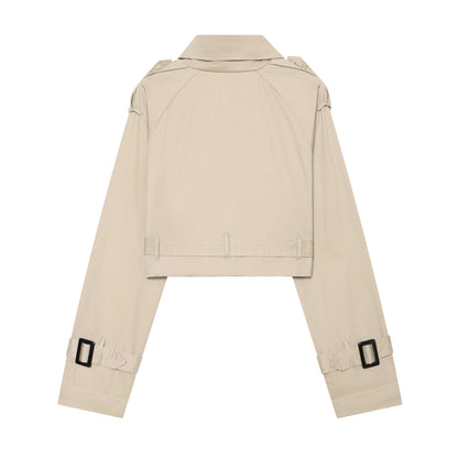 Summer Women Clothes Office Belt Collared Long Sleeve Short Trench Coat DaRoca