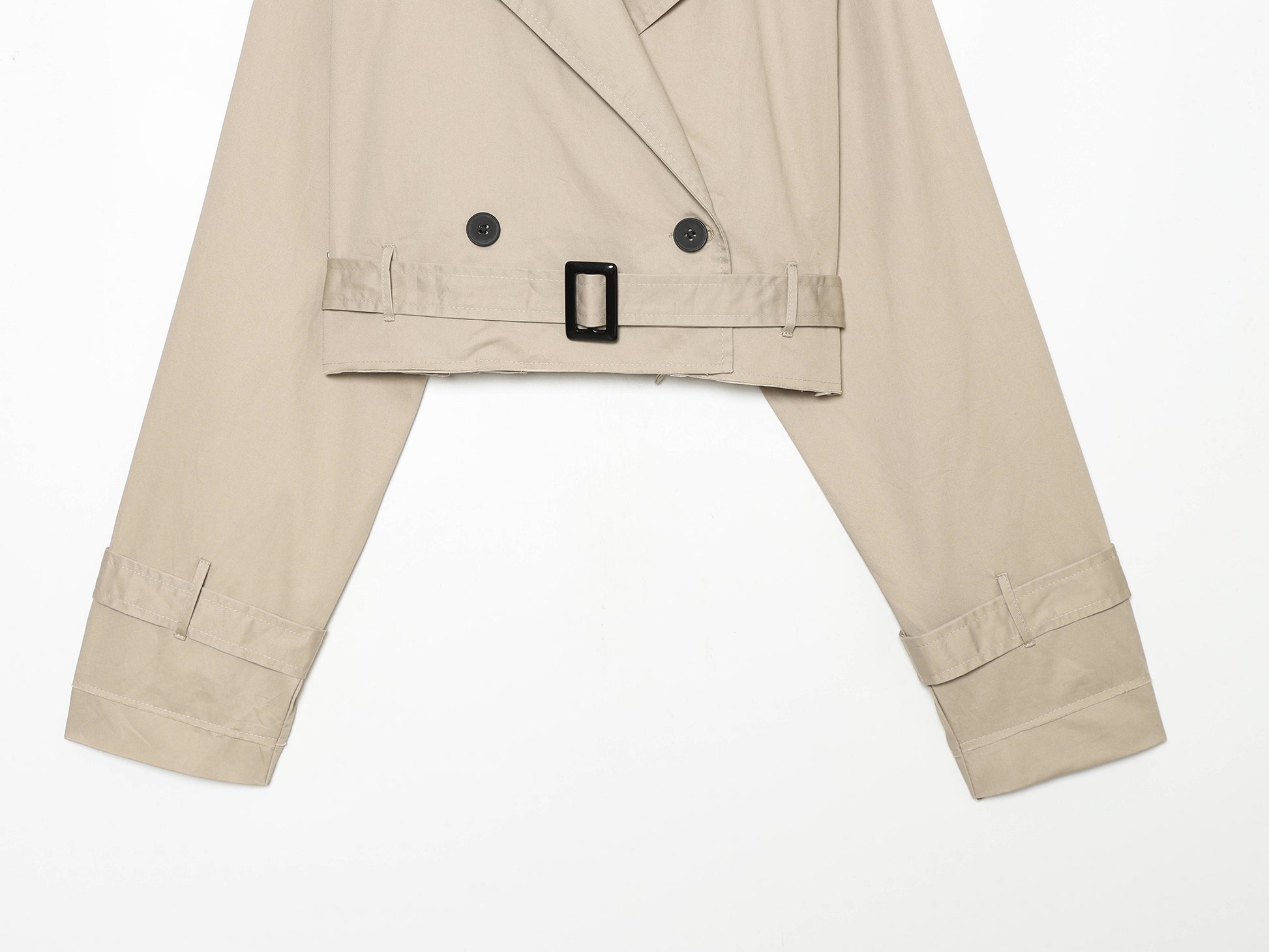 Summer Women Clothes Office Belt Collared Long Sleeve Short Trench Coat DaRoca