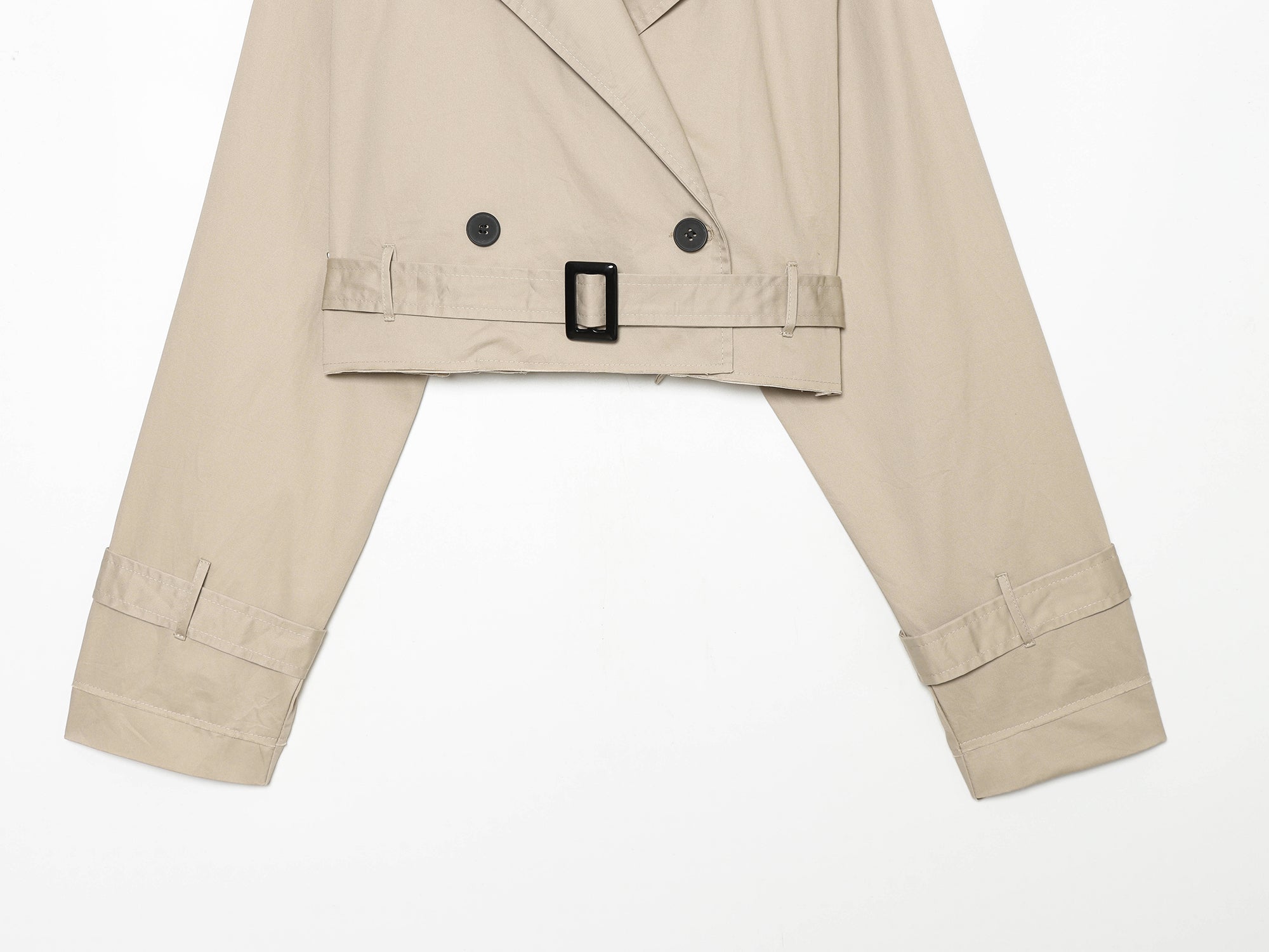 Summer Women Clothes Office Belt Collared Long Sleeve Short Trench Coat DaRoca