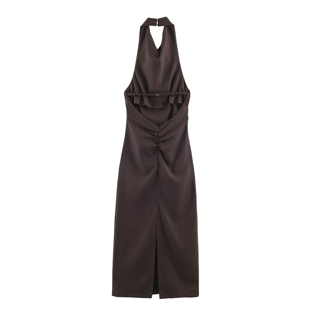 Women Clothing Summer Halter Backless Midi Dress SenDa