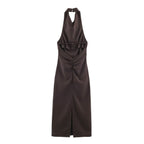 Women Clothing Summer Halter Backless Midi Dress SenDa