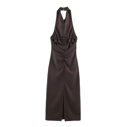 Women Clothing Summer Halter Backless Midi Dress SenDa