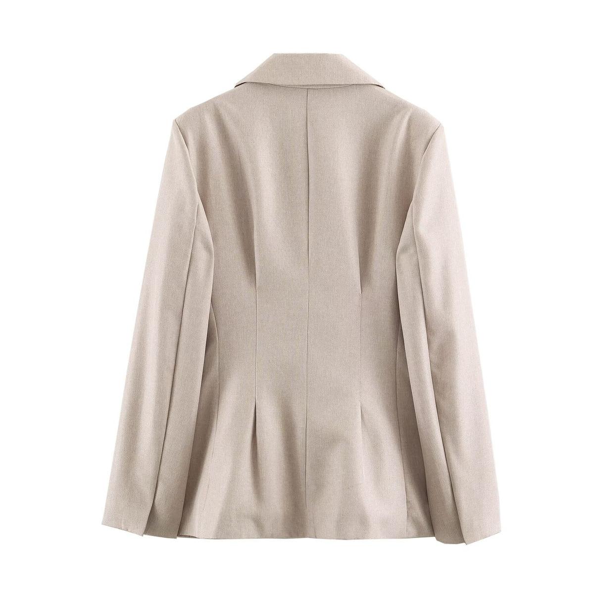 Women Collared Long Sleeve with Padded Shoulder Waist Tight High Waist Straight Leg Pants Sets SenDa