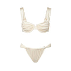 Solid Color Push up Bikini Low Waist Triangle Split Swimsuit Women Bikini Thunder