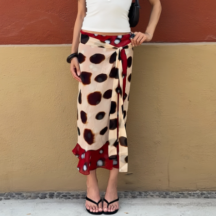 Summer Women Clothing Personality Trend Irregular Asymmetric Polka Dot Printed Sheath Skirt Women YIMAIL
