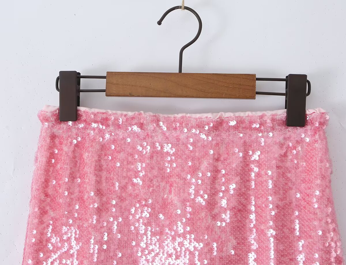 Women Clothing Fashionable All Match Sequined Mini Skirt (with Pantskirt ide) Aiostar