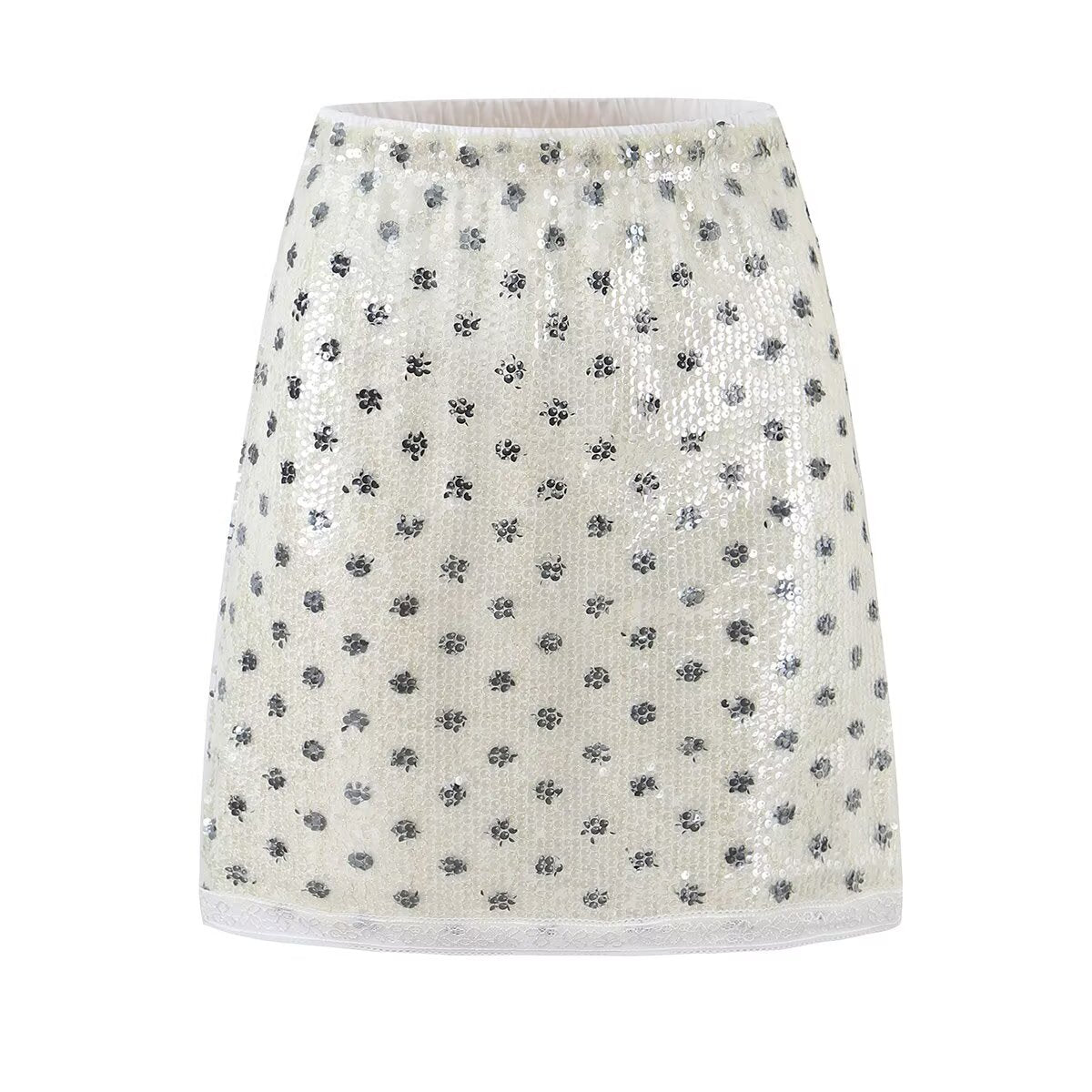 High Waist Sequined Polka Dot Skirt Women Summer Slimming Atmosphere All Match Sexy Midi Skirt Aiostar