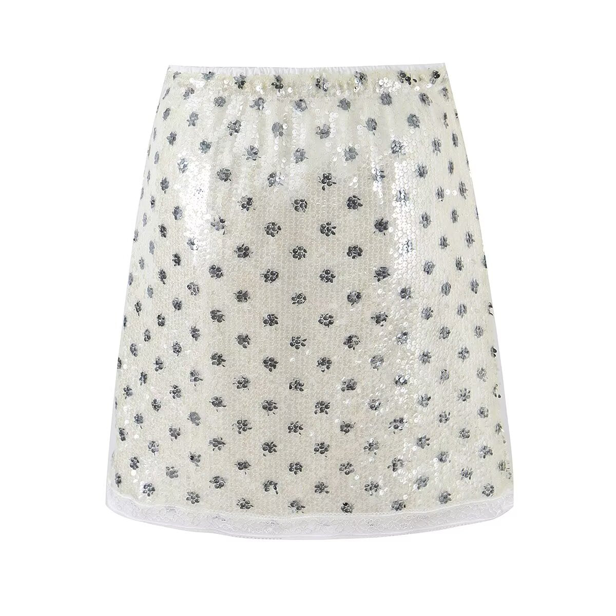 High Waist Sequined Polka Dot Skirt Women Summer Slimming Atmosphere All Match Sexy Midi Skirt Aiostar