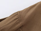 Women Clothing Summer Long Sleeve round Neck Vertical Loose Shirt Top SenDa