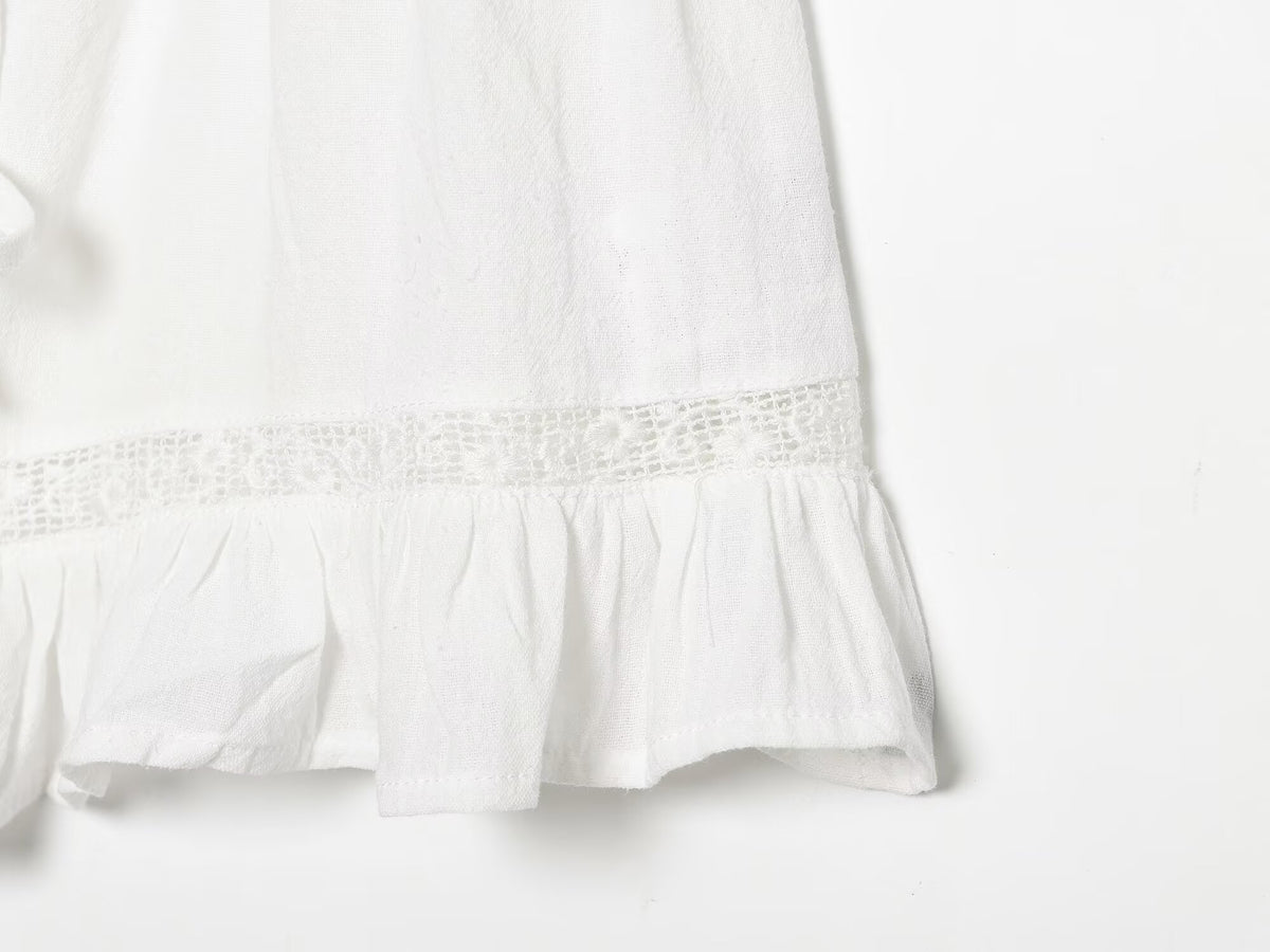 Women Clothing Summer Sexy Tulle Embroidered Hanging Collar Sling Top Howe