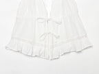 Women Clothing Summer Sexy Tulle Embroidered Hanging Collar Sling Top Howe