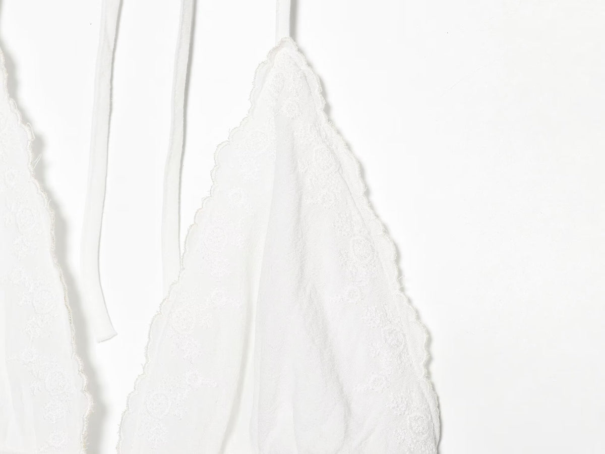 Women Clothing Summer Sexy Tulle Embroidered Hanging Collar Sling Top Howe
