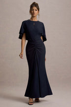 Summer Sexy Mid Sleeve Chest Hollow Out Cutout Pleated Dress Waist Ruffle Hip Sexy Dress Women XINXI