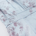 Women Gentle Satin Floral V neck Pleated Short Sleeves Dress JiaJia