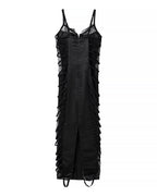 Sexy Lace Patchwork Maxi Dress Skinny Sheath Buckle Strap Dress JiaJia