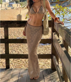 Leaf Drawstring Strap Dress Three Piece Set Swimwear Swimsuit Bikini SanYuva