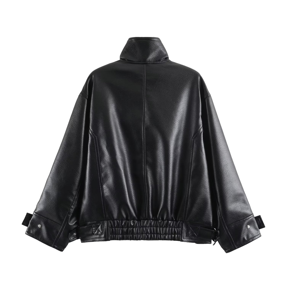 Women Clothing Autumn All Match Leather Effect Baggy Coat SenDa