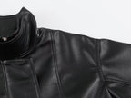 Women Clothing Autumn All Match Leather Effect Baggy Coat SenDa