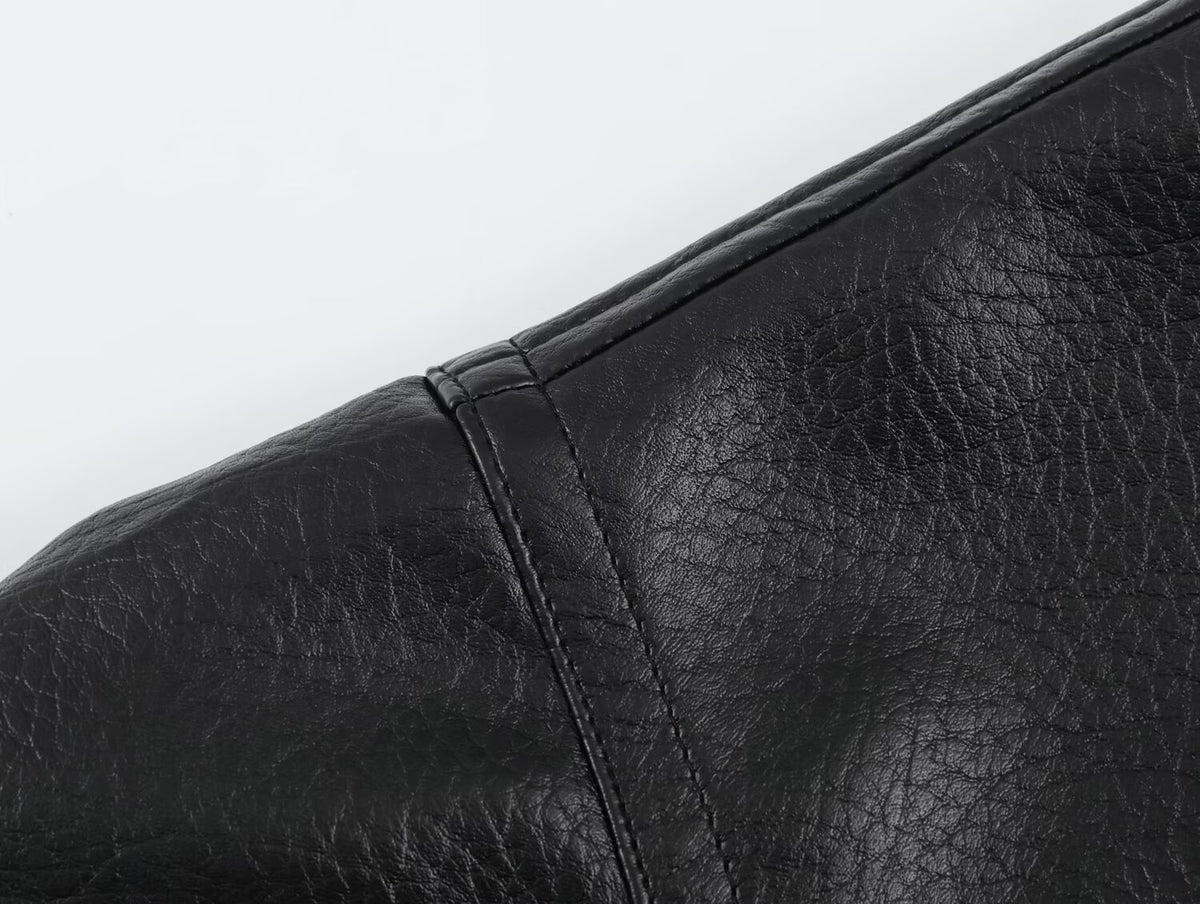 Women Clothing Autumn All Match Leather Effect Baggy Coat SenDa