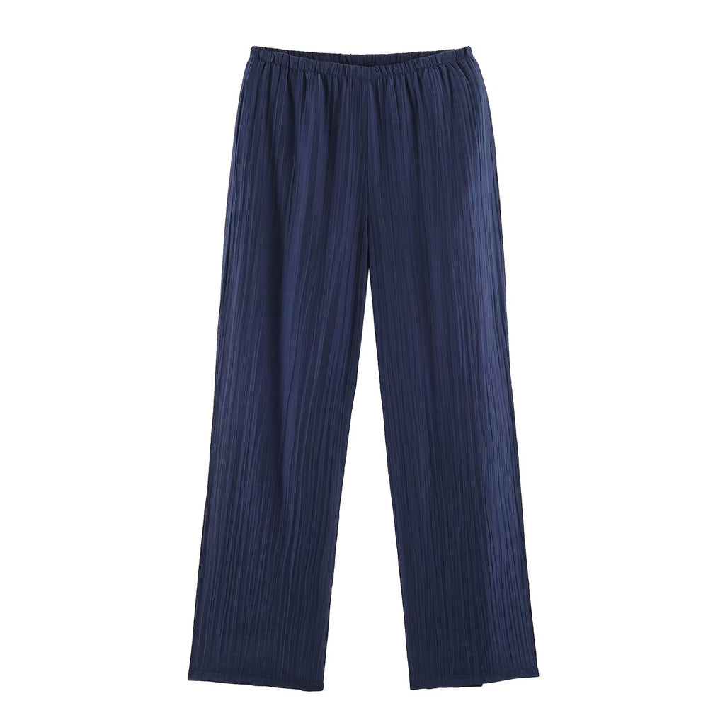 Summer Translucent Pleated Effect Coat Pants Set SenDa