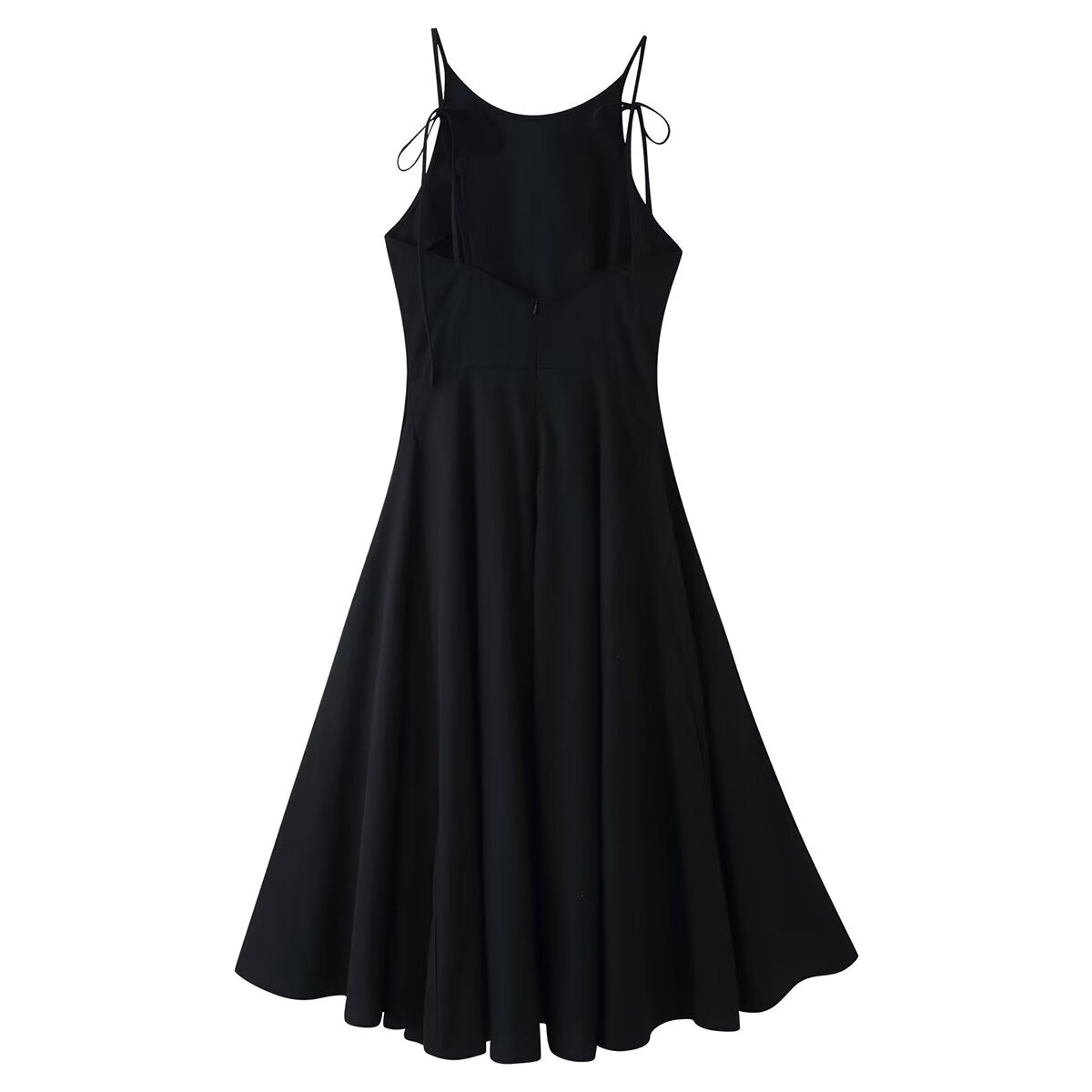 Women Clothing Minimalist Bow Tie Hanging Collar Midi Dress CHEN