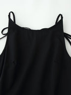 Women Clothing Minimalist Bow Tie Hanging Collar Midi Dress CHEN