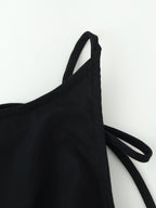 Women Clothing Minimalist Bow Tie Hanging Collar Midi Dress CHEN