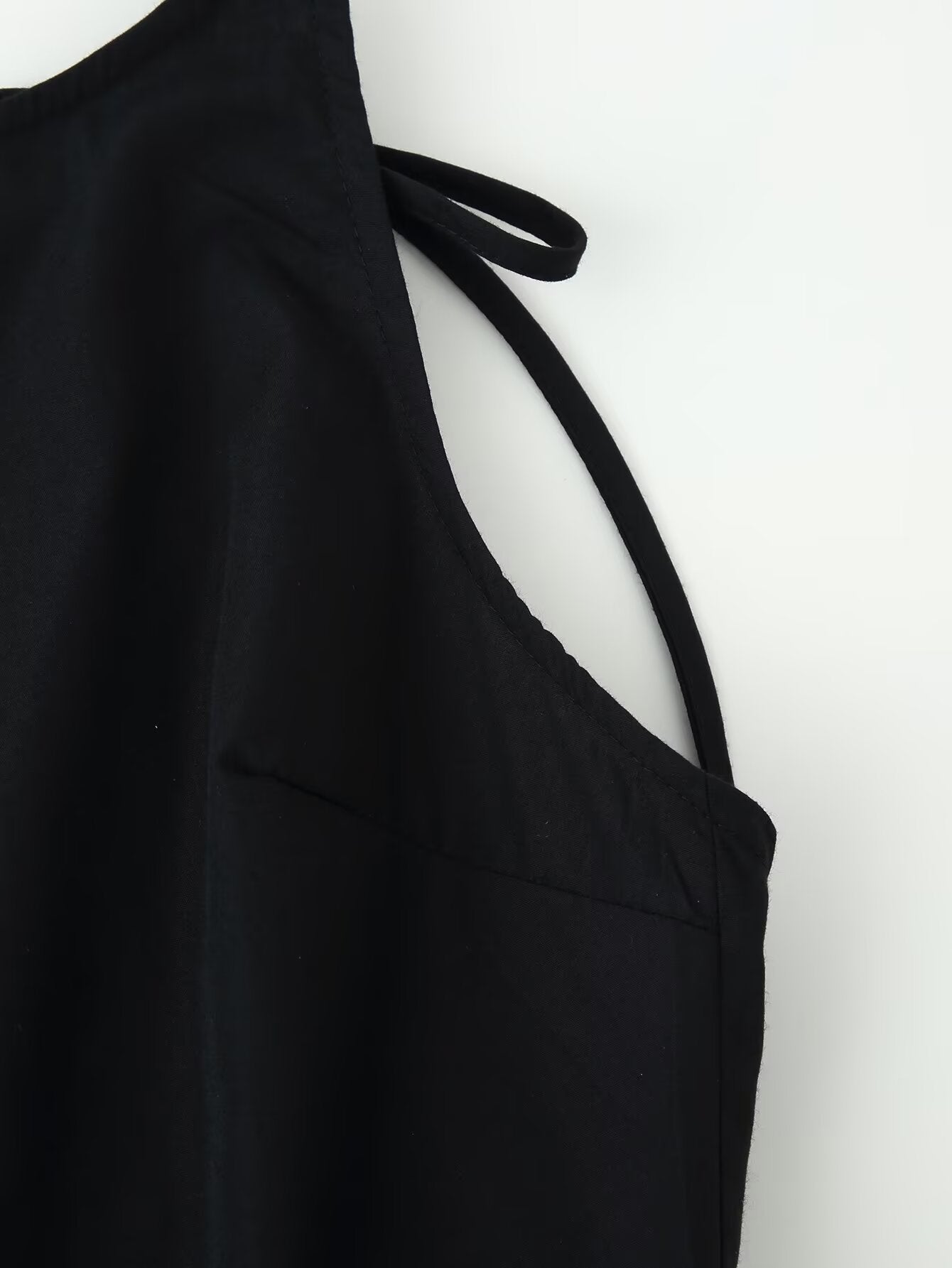 Women Clothing Minimalist Bow Tie Hanging Collar Midi Dress CHEN