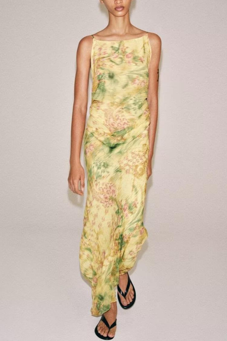 Women Clothing Summer Slim Printed Bow Dress JOUNJ