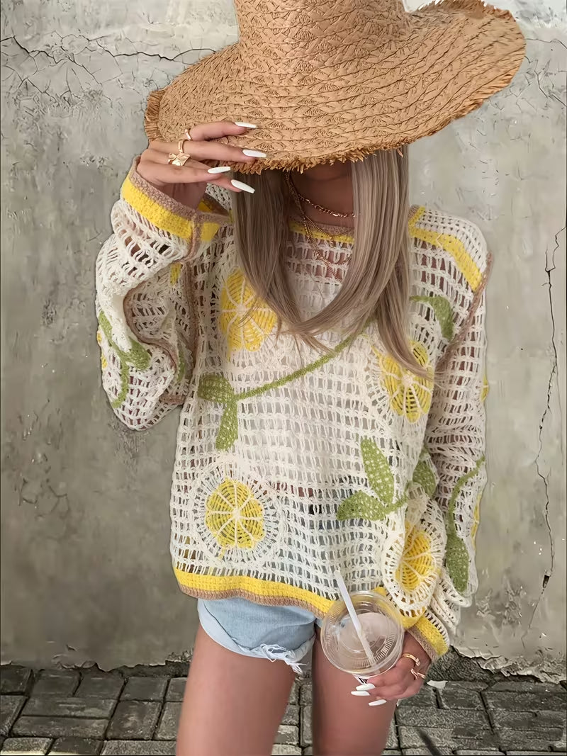 Women Knitted Summer Patterned Blouse Reddy