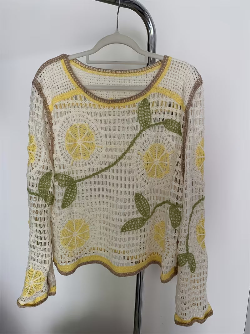Women Knitted Summer Patterned Blouse Reddy