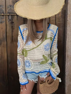 Women Knitted Summer Patterned Blouse Reddy