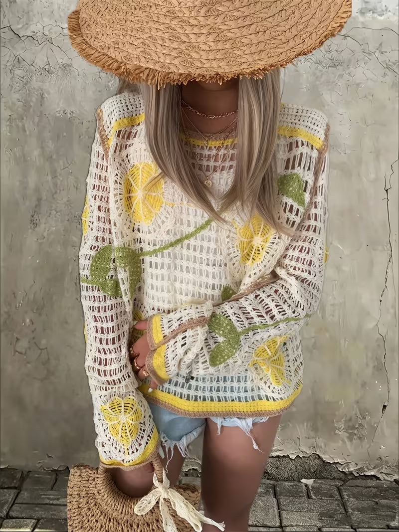 Women Knitted Summer Patterned Blouse Reddy